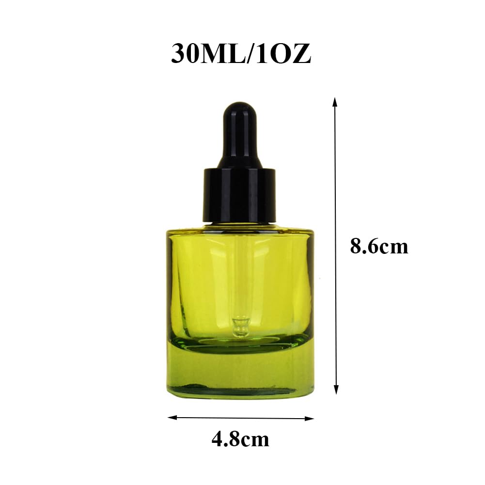 QUUPY 2Pcs 30ML/1OZ Glass Dropper Bottles Empty Thick Glass Bottle with Eye Droppers Refillable Glass Dropper Essential Oil Bottle Cosmetic Containers (Green) - Image 2