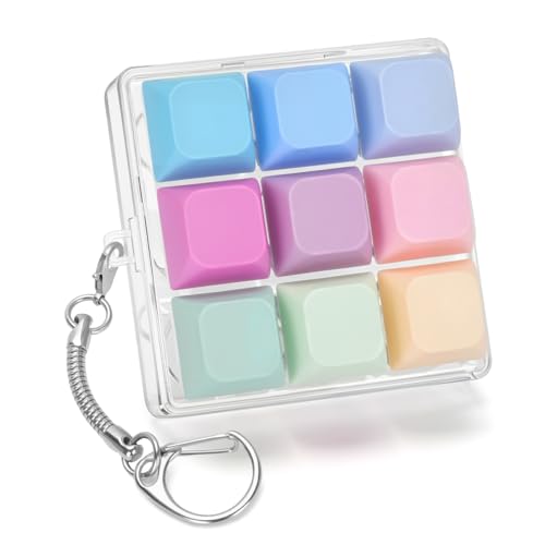 FunisFun Keyboard Fidget Toy, 9 Button Clicker Keychain for Adults, Style B