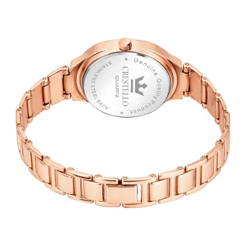 Image of CRESTELLO Brown /Rose Gold /Silver Plated Bracelet Analog Wrist Watch for Women (Brown /Rose Gold /Silver Dial) | 1 Year Warranty* | CR-JWL362-PT
