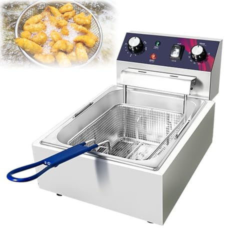 STDZQCWY Freidora eléctrica Comercial de Acero Inoxidable de 3000 W con Control de Temperatura y Tanque Grande de 10/13 L para Papas Fritas, Ideal para cocinas domésticas