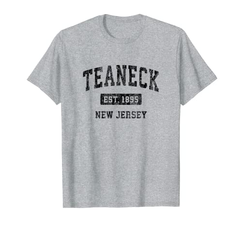 Teaneck New Jersey NJ Vintage Sport Design Nero Maglietta