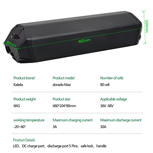 Kaleila 48V Ebike Battery Pack 48V 17.5Ah 21Ah 25Ah 13Ah Electric Bicycle Lithium Battery For Ncm Moscow Aspen Venice Akku 750W 1000W Motor Power L460Mm(18Inch)… (48V13Ah L460Mm(18.1Inch)) #TOP5