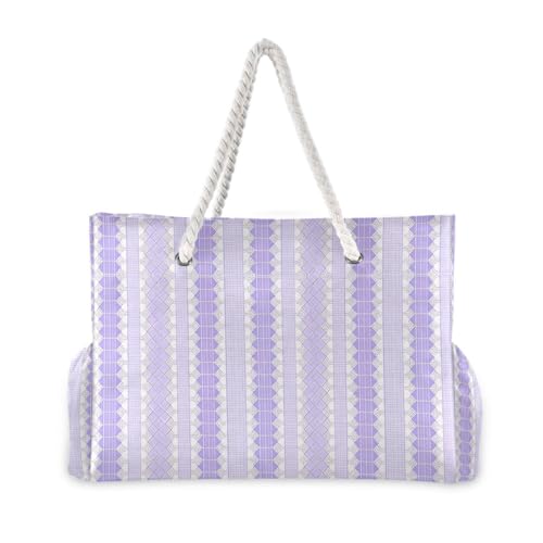 Cute Purple Lace Stripes Portable tote bags for travel with zipper teacher tote bags for women Travel Essentials Beach Gifts Birthday Gifts for Women2