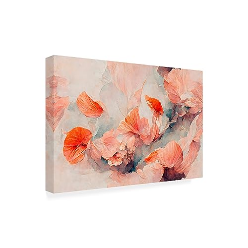 Wrapped Canvas Wall Art - Treechild 'Wild Coral Flowers' Wall Art for Living Room, Bedroom, or Office Décor - 47 x 30 Inches - 47x30 by Trademark Fine Art - Used condition - US$49.61