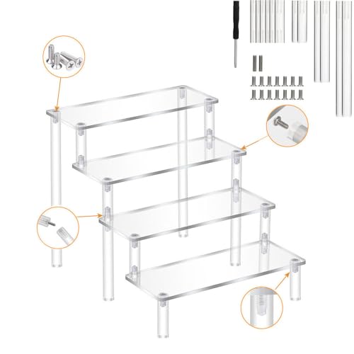 Himilucky Présentoir en acrylique, présentoir à 4 étages, présentoir à parfum, présentoir à cupcake, présentoir à dessert, présentoir à produits,...