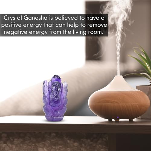 Image of Crystal Ganesha Idol for Home Decor and Car Dashboard - 1 inch Ganesh Idol for Ganesh Chaturthi Decoration Items Gift (Amethyst, 1 Inches)