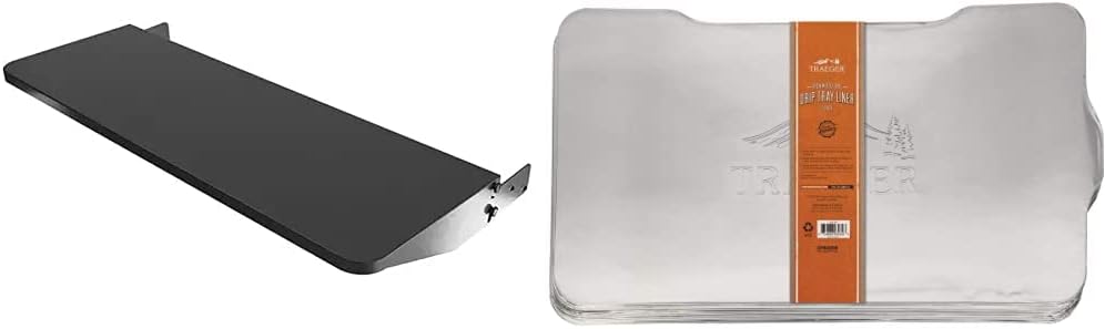 Traeger Pellet Grills BAC442 Pro 780 Ironwood 885 Folding Front Shelf, Large, Black & Ironwood 885 Drip Tray Liner 5-Pack : Patio, Lawn & Garden