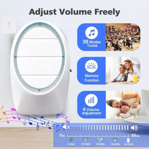 Image of Desidiya Wireless Door Bell for Home, Office Servant Bell | 500Ft Long Range Bell for House Cordless Remote Doorbell with 38 Chimes 4 Level Adjustable Volume Doorbell Kits Villa, Shop | Cordless Bell