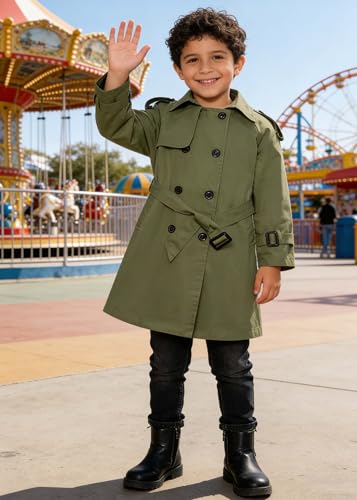 Image of Cromoncent Kids Rain Jacket, Raincoats Lightweight Waterproof Trench Coat for Boys Girls