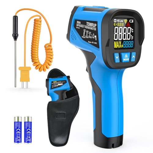 Infrared Thermometer Gun, Non Contact Digital Laser Thermometer Temperature Gun with Color LCD for Cooking, Pizza Oven, Griddle, BBQ, HVAC, Engine, Adjustable Emissivity -40°F to 1202°F(-40℃~650℃)