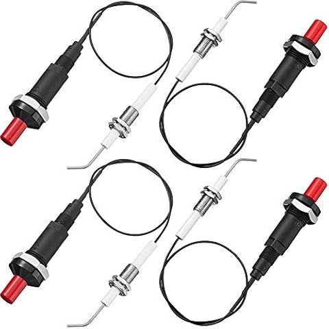 KU Syang 4 Pieces Propane Push-Type Piezo Igniter Kit with Threaded Ceramic Electrode Ignition Plug Wire 30 cm for Gas Grill Cover