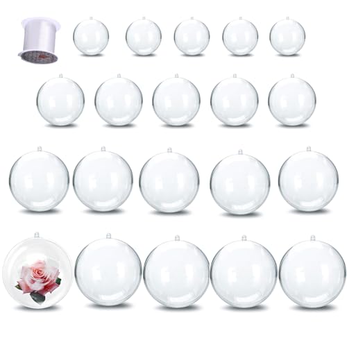 20 PCS Palline di Natale Acrilico Transparente, Plastica Palla di