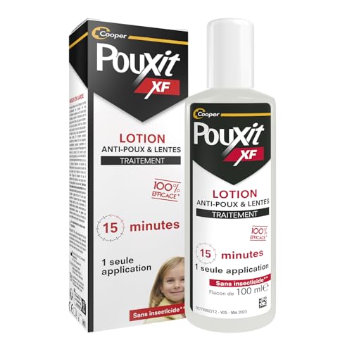 POUXIT - XF - Lotion anti-poux et lentes - 100% Efficace - Agit en 1 seule application de 15 minutes - Traitement du cuir chevelu - 100 ml
