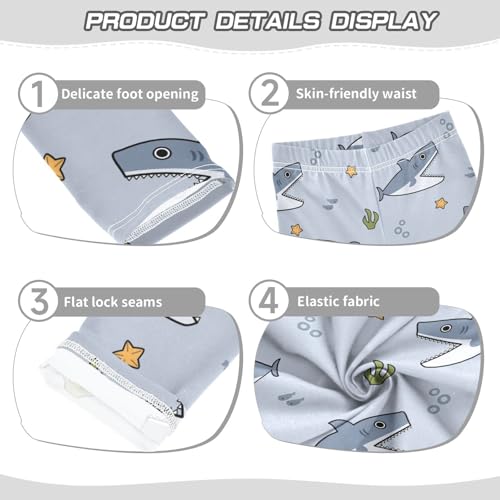 Shark Cartoon Girls Leggings,Workout Leggings for Girls Toddler Athletic Legging Size for 3-10T3