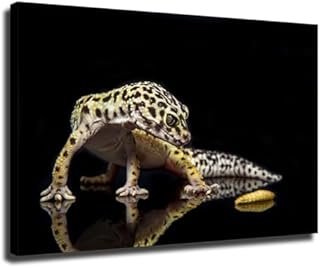 Leopard Gecko Lizard Reptile Poster Canvas Print Painting Picture Wall Art Gift Home Corridor Bedroom Living Room Aesthetic Decoration (08x12inch Unframed)
