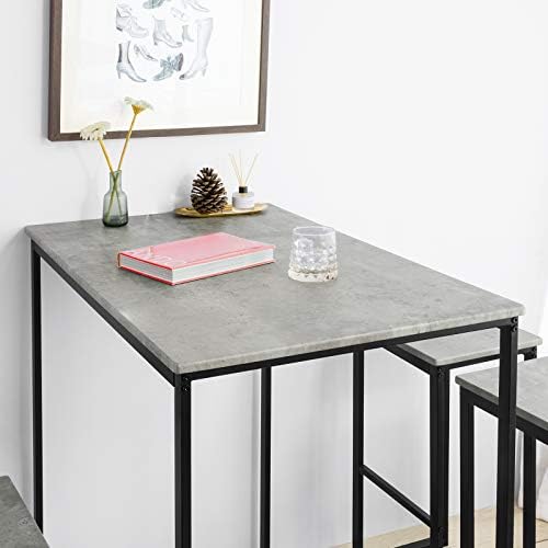 SoBuy OGT15-HG, Bar Set-1 Bar Table and 4 Stools, Home Kitchen Breakfast Bar Set Furniture Dining Set, Black and Grey