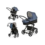 Hauck 3 in 1 Kinderwagen komplettset Atlantic Plus Trio Set, inkl. Babyliegeschale Kinderautositz Gruppe 0 für Isofix Base Beindecke Cupholder leicht, ab Geburt bis 22 kg, Melange jeans/Caviar