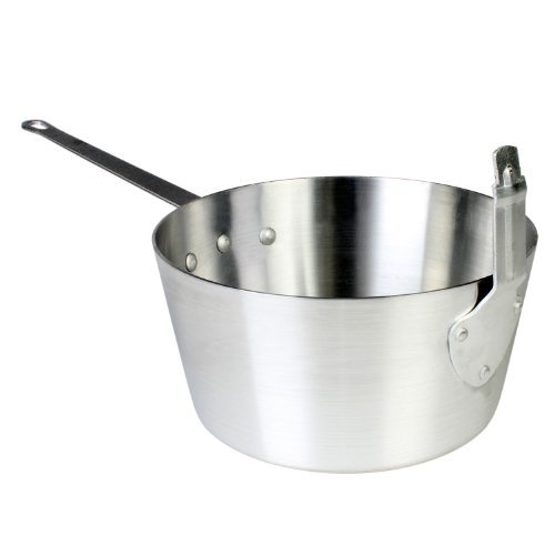 Thunder Group ALSF003 Fry Pot, 10 Quart Capacity, 3 mm Thick, with stem Catcher, leveled, fits Basket SLFB001 (not Included), Aluminum, Mirror-Finish