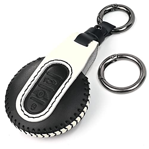 Kvr [2022 New For Mini Genuine Leather Key Fob Case Cover | Keychain (Black) #TOP13