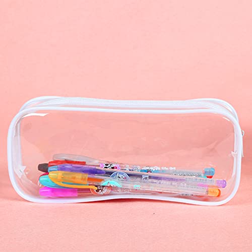 CHEERYMAGIC Clear Pencil Bag, Clear Exam Pencil Case, Waterproof PVC Zippered Comestic Storage Pouch Travel Luggage Pouch Make up Cosmetic Bag (White) - Image 3