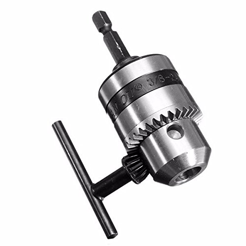 Toolcool 10mm Metal Stable Keyed Drill Chuck 1/4 Inch Hex Shank Connecting Chuck Mini Drill Driver