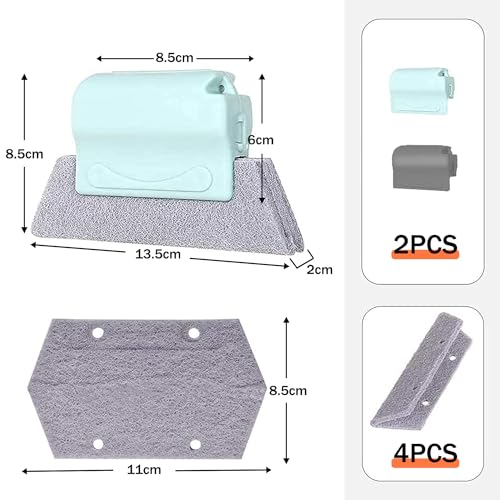 4 Stück Fensterrillen Reinigungswerkzeug, Magische Reinigungsbürste Tür 2 in 1 Mini Groove Bürste, für Fenster Tür Reinigung Aller Ecken und Lücken Scheuerschwämmen Bürste