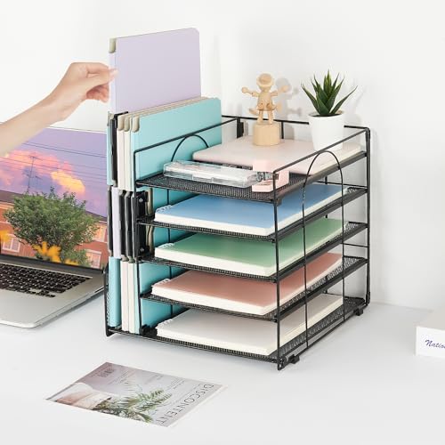 AUPSEN Organizador de mesa com suporte de arquivo, 5 bandejas de papel para cartas, organizadores de