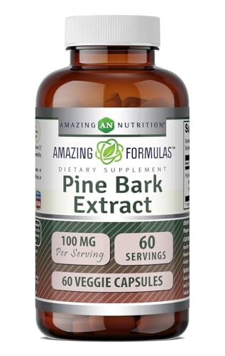Image of Amazing Formulas Pine Bark Extract 100 Mg | Vegetarian Capsules Supplement | Non-GMO | Gluten-Free | Non-GMO | Gluten-Free | 1 Pack | 60 Count
