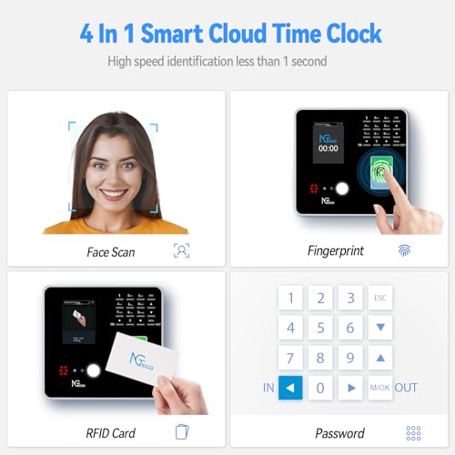 image for NGTeco TC1 Cloud Time Clock for Small Business, 2.4GHz WiFi Attendance