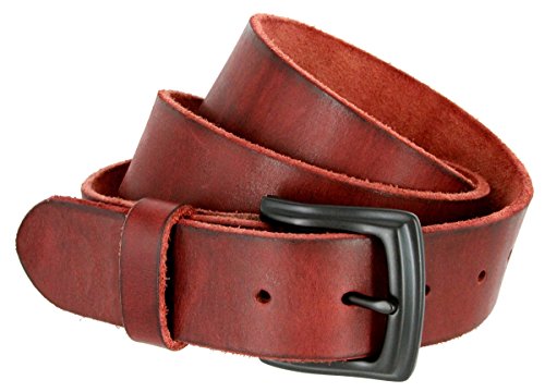Men's Full Grain Leather Casual Jeans Belt 1-1/2" = 38mm wide BS40-P3926-BLK2