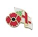 Price comparison product image POPPY LAPEL BADGE WITH ENGLAND FLAG - Remembrance Sunday, UK Seller