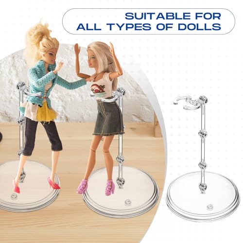 RattanView 6 Set Action Figure Stand with Screwdriver Plastic Doll Stand Doll Display Holder Base Clear Action Figure Accessories for 1/144 Hg/RG Model Toy(Round)