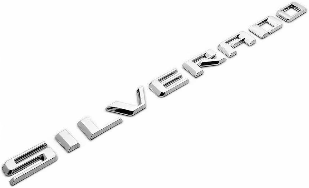 Tailgate Letter Logo Nameplate Emblem 3D Badge Compatible with 2019-2022 Silverado 1x (Silver)