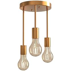 Amazon Lamparas De Techo Cocina Mainen Lamparas de Techo Dorada Retro,3 Luces E27 Lámparas de techo industriales metal,Para comedor cocina salón bar restaurante,No Incluido Bombillas