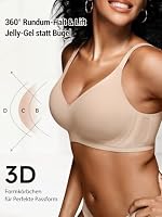 Bügelloser Jelly BH Damen ohne Bügel Nahtloser T-Shirt BH Gepolstert Bequem Klassische Bra mit Mesh Soft Atmungsaktiv Bralette,Hautfarbe-01,S – Ansicht 3