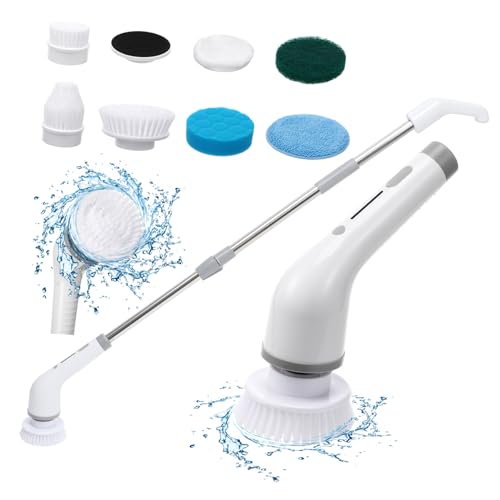 CONGARTENO Spazzola Elettrica Per Pulizia, Mocio Elettrico Con Manico Telescopico Rimovibile, Ideale Per Pavimenti Del Bagno, Veicoli e Aree Alte o Basse