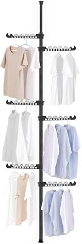 Hershii Perchero para ropa, abrigo, árbol, ropa de árbol, soporte para colgar organizador de pie, ajustable, barra de tensión, barra de tensión del