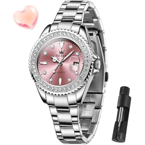 OLEVS Watches for Women Luxury Diamond with Date Analog Quartz Female Watch