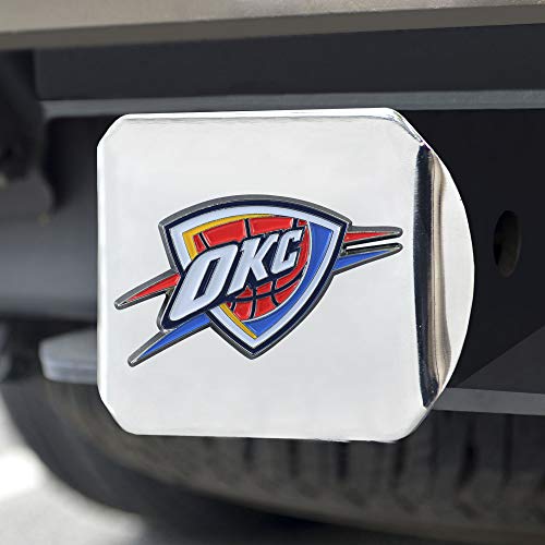 FANMATS NBA Oklahoma City Thunder Chrome Metal Hitch Cover – Unique 3D Color Team Logo Molded Design – Easy Installation on Truck, SUV, Car or ATV - Ideal Gift for Student/Alumni/Fan
