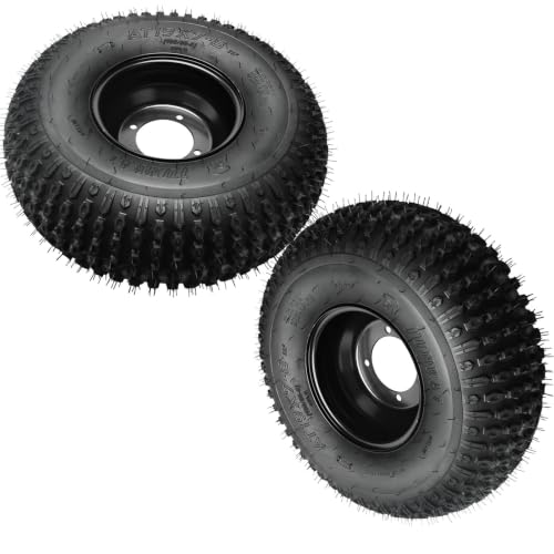 2 Pack 19x7-8 ATV Tires and Wheels, 19x7.00-8 Tubeless Knobby Off-Road Tires with Rims, 4 Lug 110mm Bolt Pattern