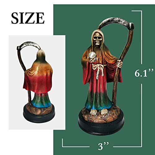 Estatua Santa Muerte 5 pulgadas figura en túnica arcoíris miniatura 2