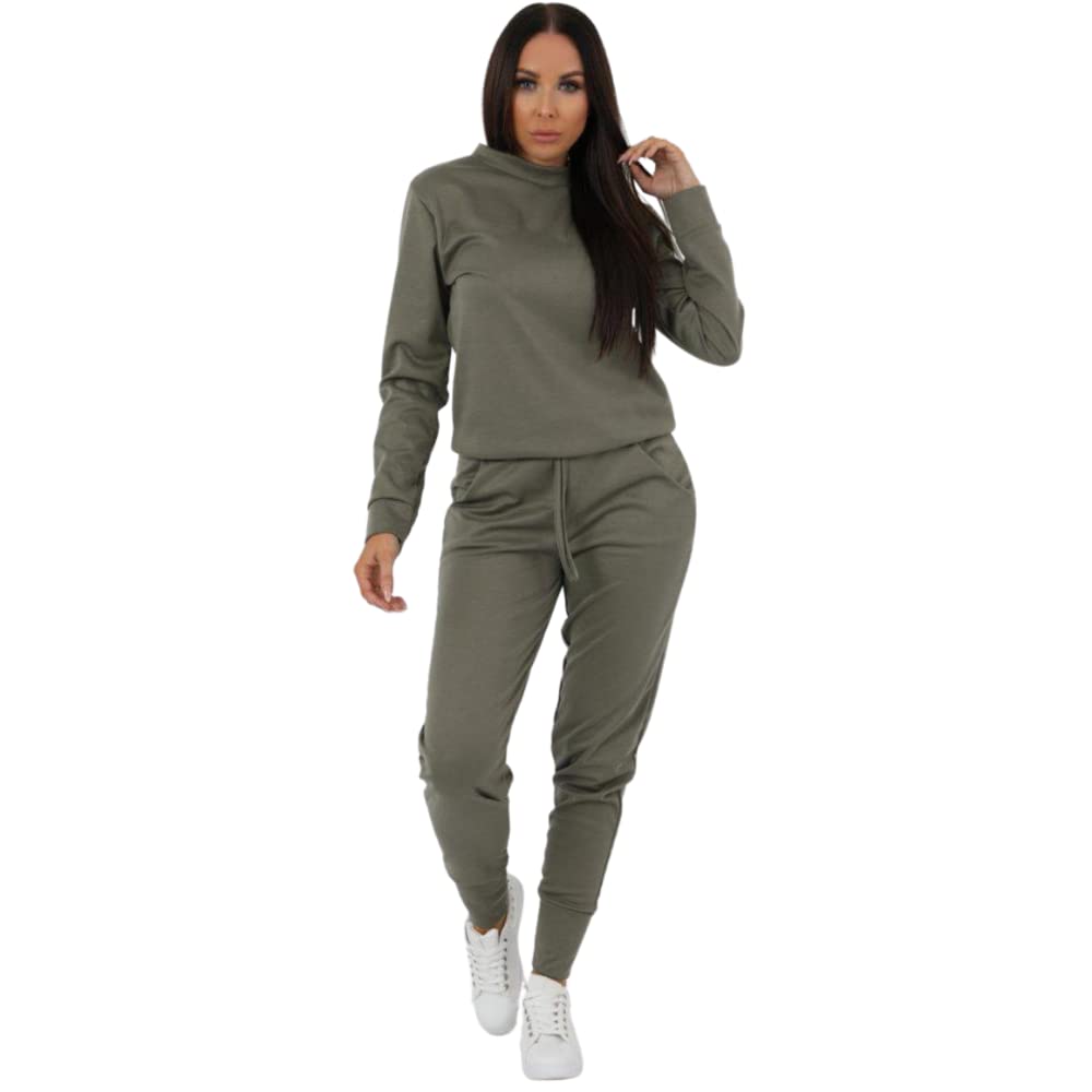 STAR FASHIONWomens Long Sleeve Plain Top and Shirt Co-ord 2 Piece Loungewear Tracksuit Set with cuffed Bottoms Ladies Round Neck Summer Casual Outfit UK Size 8 To 22