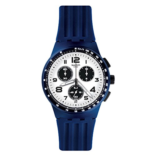 Preisvergleich Produktbild Swatch Herren Chronograph Quarz Uhr mit Silikon Armband SUSN408