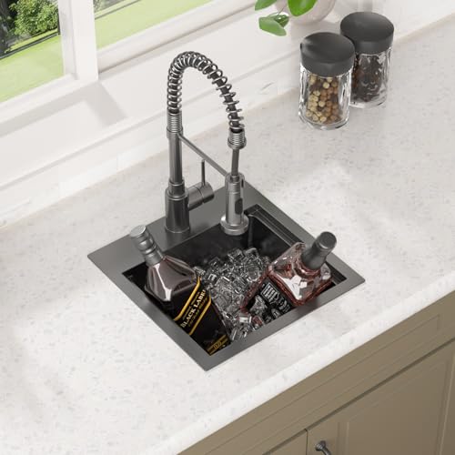 Lordear Bar Sink 15x15 Inch Black Drop In Kitchen Sinks Stainless Steel by Lordear - Used condition - Image 2
