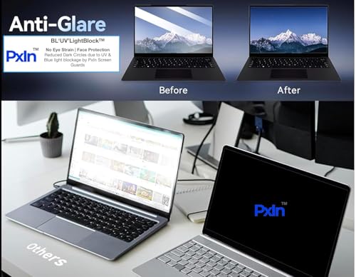 Image of Pxin 15.6 Inch (16:9) Laptop Privacy Screen Filter - NO Eye Strain | Anti-Blue Light + Anti-Glare | No Dry Eyes | Privacy Screen Protector | For Touch Screen