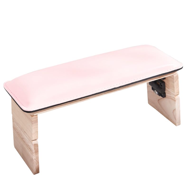 Nail Art Hand Rest with Foldable Wood Legs, PU Leather Cushion, Three Adjustable Heights, Manicure Arm Support Pillow (Double-folded hand pillow in grey)
