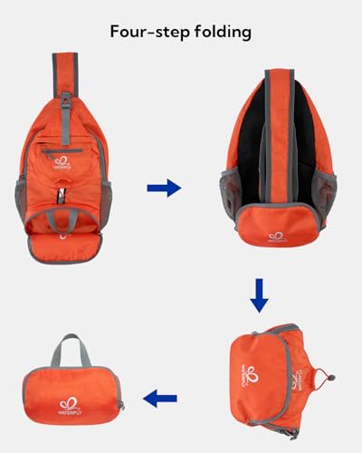 Image of WATERFLY Packable Small Crossbody Sling Backpack Shoulder Chest Bag Daypack for Hiking Traveling