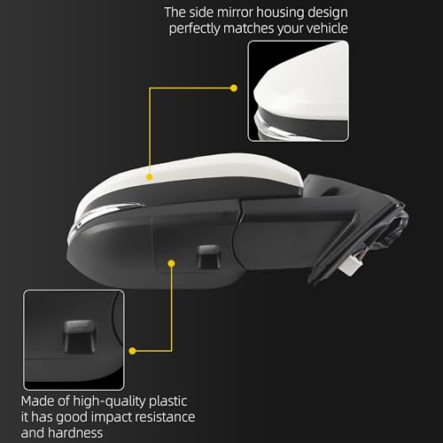 Dasbecan Right Passenger Side Mirror Compatible with Toyota 4Runner 2014-2023 Manual Folding Power Adjustable Glass Heated Turn Signal Puddle Light Replaces TO1321312 White 9Pins by Dasbecan - Used condition - Image 3