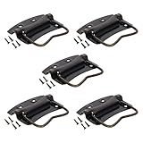 MroMax 2.17' x 1.57' Chest Handle Spray Paint Iron Surface Mounted Chest Ring Pull Handle 55mm x 40mm for Toolbox Cabinet Drawer Box Bronze Tone 5Pcs