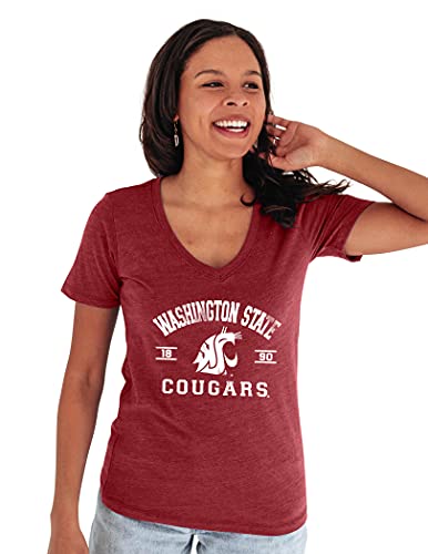 Blue 84 Women's Washington State Cougars T Shirt Tri-Blend Mascot, Washington State Cougars Cardinal, Small